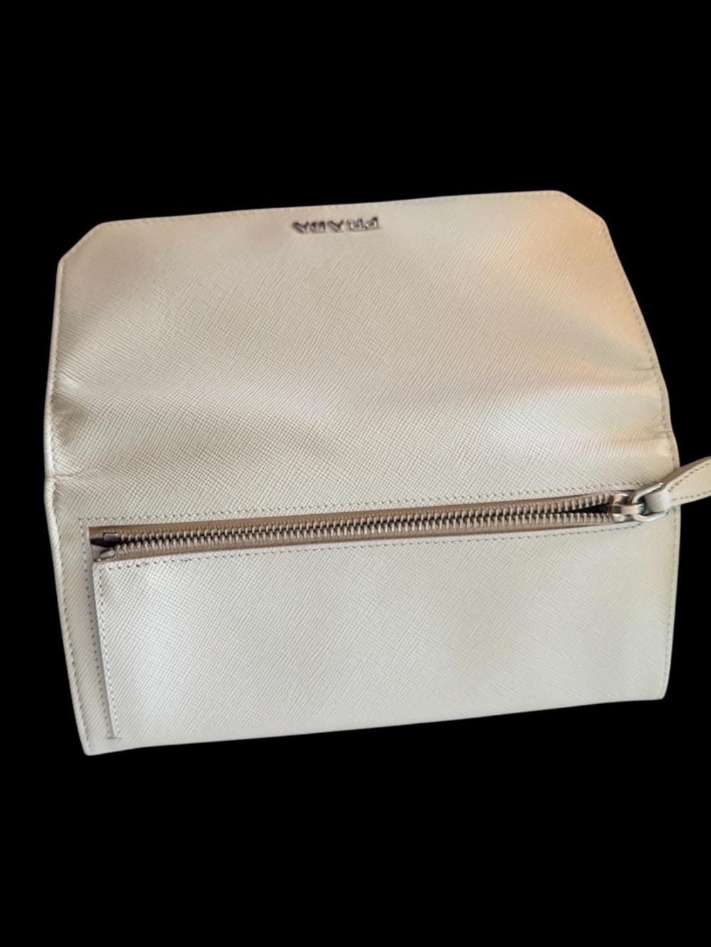 PRADA off-white Saffiano leather continental wallet in its original box Italy - Picture 8 of 11